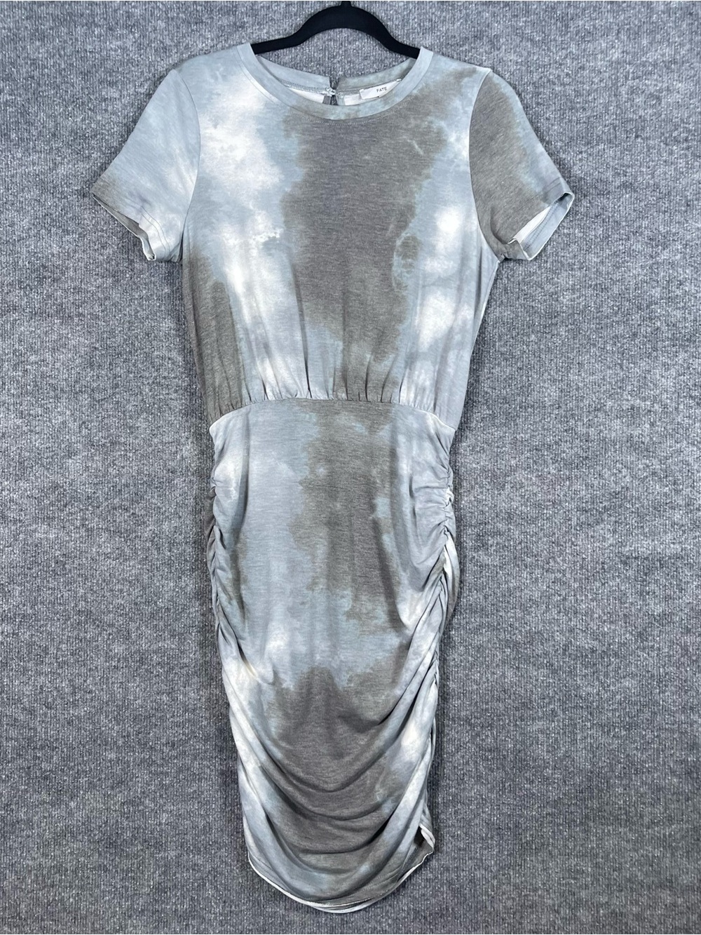 Fate Womens Small Blue Gray Tie Dye Modest Bodycon Dress 90s Y2K Festival Grunge